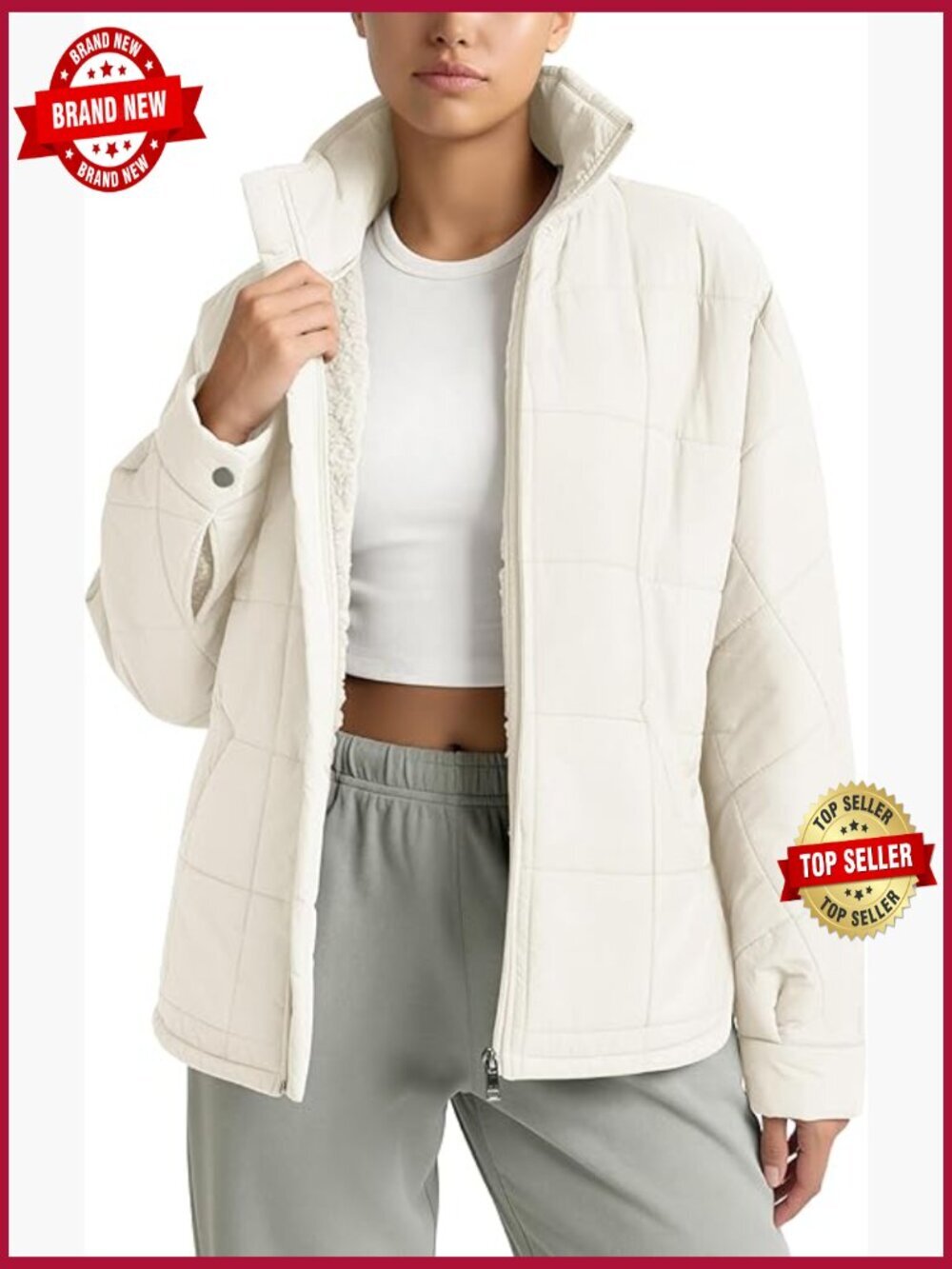 Sherpa Lined Insulated Full Zip Split Hem Long Sleeve Winter Coat